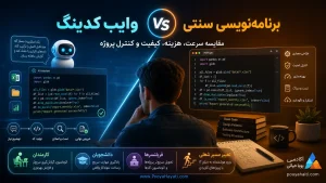وایب کدینگ یا برنامه‌نویسی سنتی؟ مقایسه سرعت، هزینه، کیفیت و کنترل پروژه